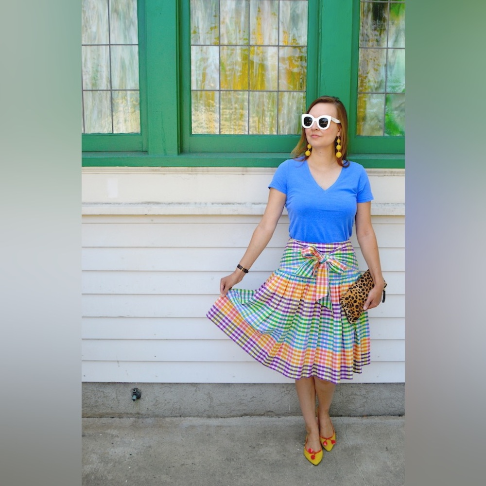 J Crew Tie Front Rainbow‎ Skirt - Picture 3 of 14